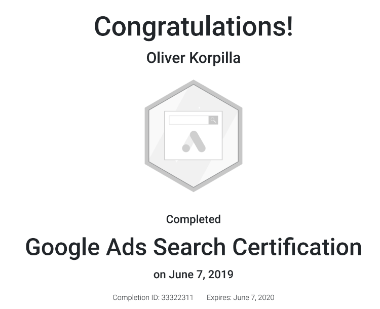 PopUp-Certificate-Google-Ads Photo